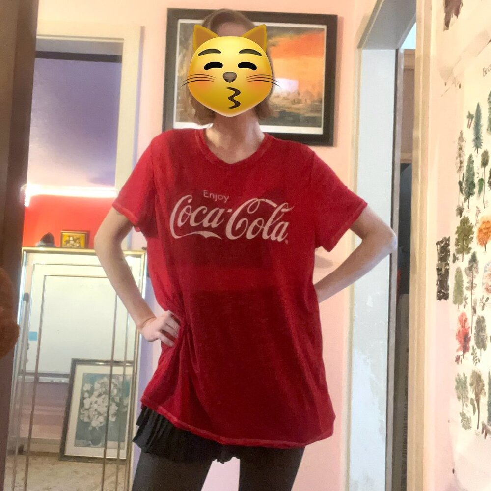 Vintage Style Coca-Cola Red Burnout Graphic Tee - XXL